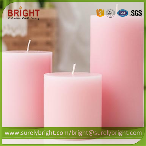 Baby Pink Color Rose Scented Smooth Pillar Candles
