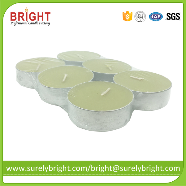 Big Scented Tealight Candles with Green Color in Edged Alum Cup