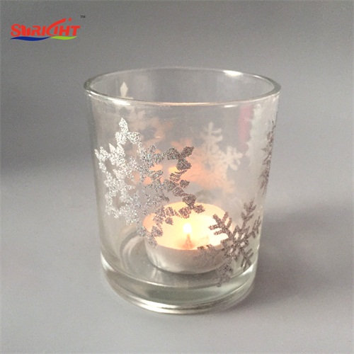 Cheap Clear Christmas Snow Gift Glass Gift Candle Holder