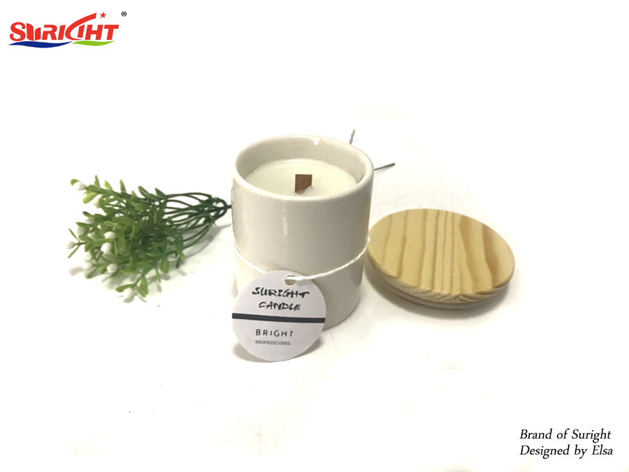 Wood Wick Ceramic Cup Soy Candle