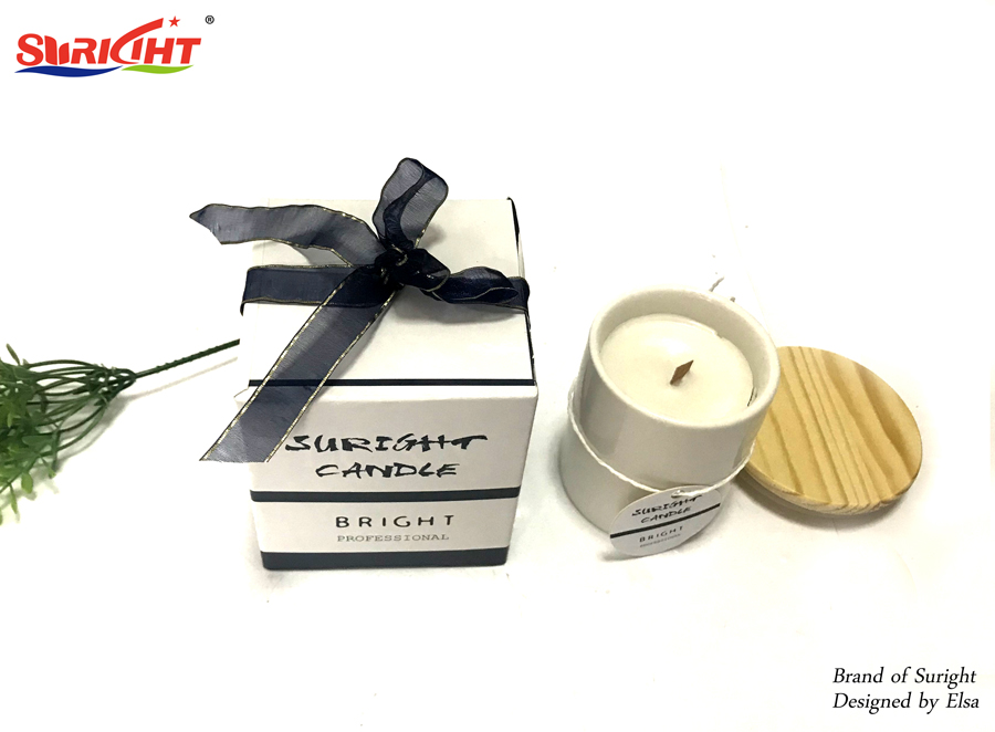 New Gift Box Wood Wick Ceramic Cup Soy Candle