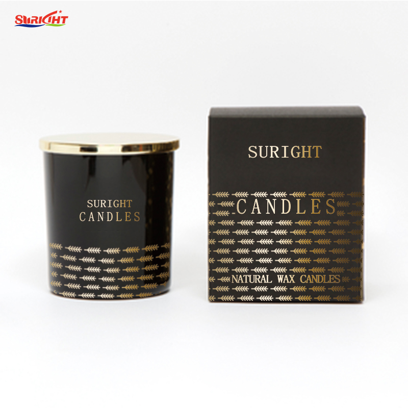 Home-decoration Hot stamping pattern Black tie glass jar candles scented candle