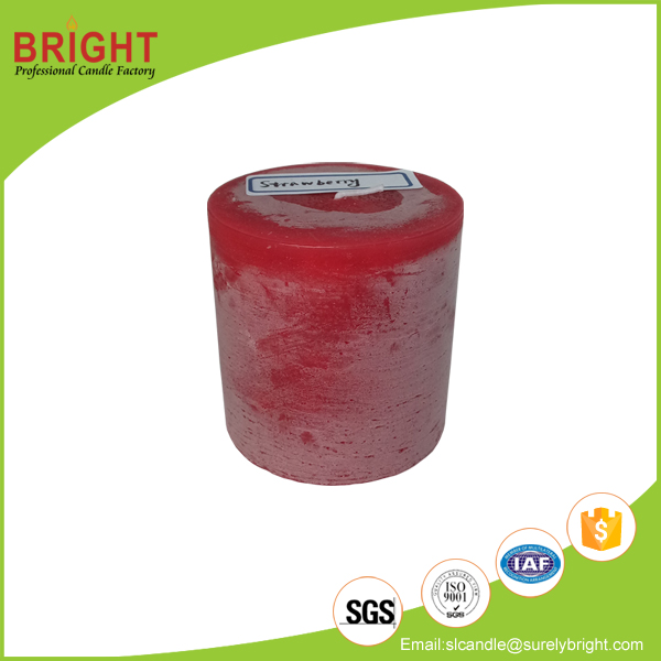Red Color Flower Scented Pillar Candles 3x3