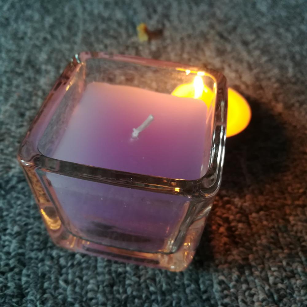 Scented decorative purple paraffin wax glass jar candles