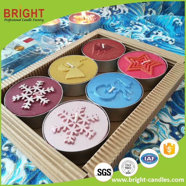 Custom decorative multi colored craft flower candles in glass jar