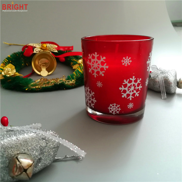 Red Christmas vanilla scented decorative glass jar candles