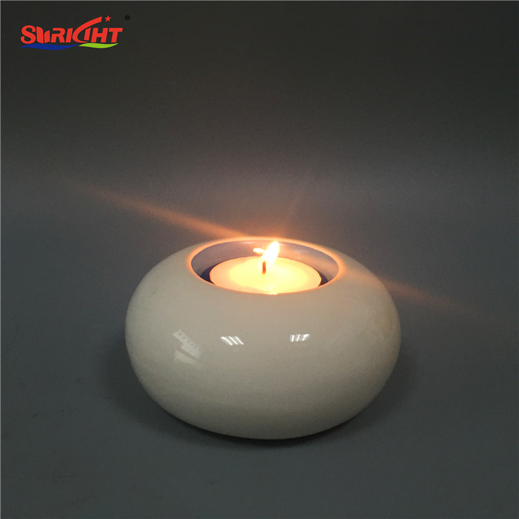 White Paint Round Zen Porcelain Hand Held Tealight Candle Holders