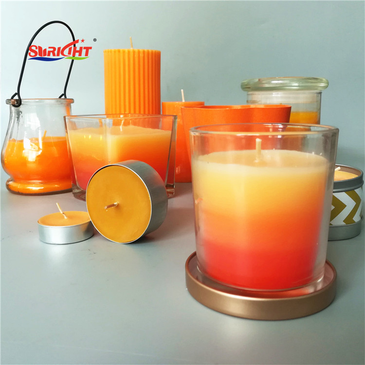 Glass Jar Pillar Holder Orange Aromatic Candle Set