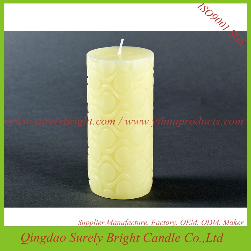 Christmas Yellow Color Paraffin Wax Art Pillar Candle