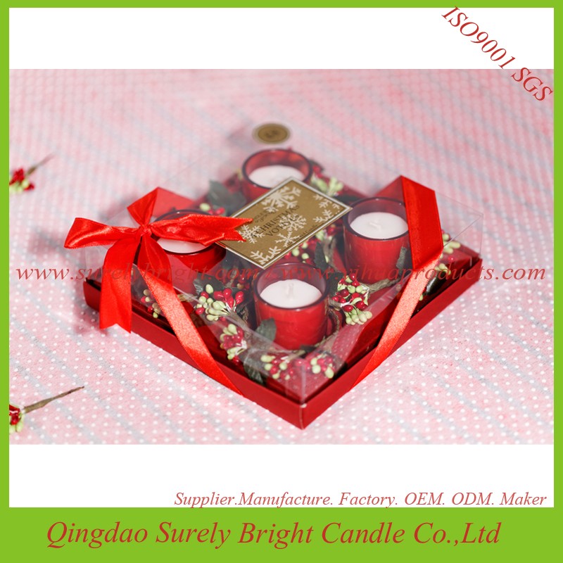 2016 new Valentine's Day d5*h6cm glass votive candle gift set