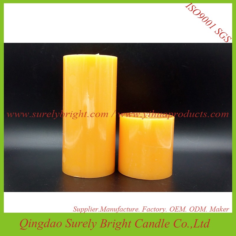 Yellow Color Scented Pillar Wax Candle