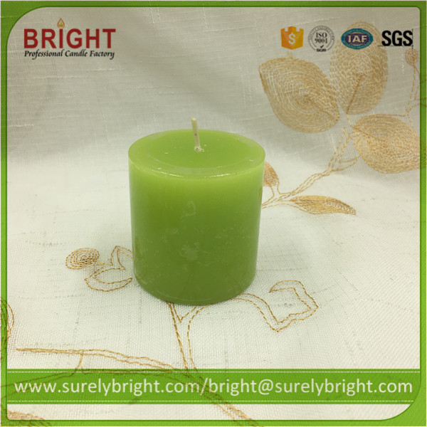 Christmas Green Color Apple Fragrance Pillar Candles Small Size Cheap Price