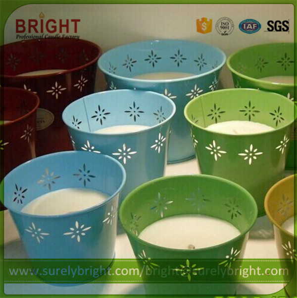 Hollow Effect Painting Bucket Outdoor Candles