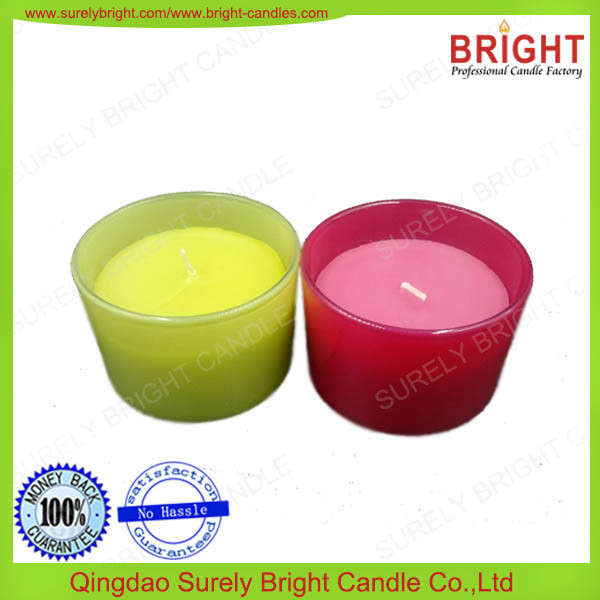 Scented Red Color Glass Candle with Customized Stickers
