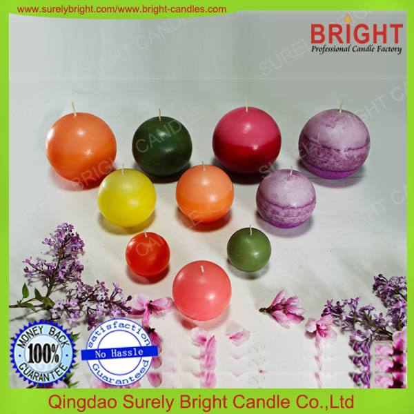 Colorful Decoration Different Sizes Different Effect Ball Round Shape Ball Candle Supplier