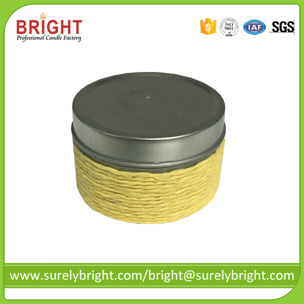 Promotional Gift Tin Candle with Paper Rope