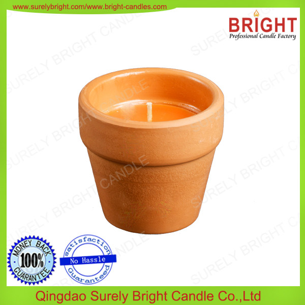 Decorative Outdoor candles citronella scented in ceramic flower pot