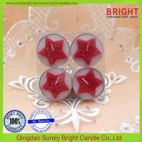 Star shape craft tealight candles with pvc box packing