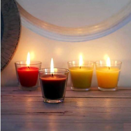 Rainbow Colored 58Degree Paraffin Wax Hand Made Glass Jar Candle