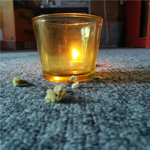 Custom decorative yellow clear thick glass candle jar holder