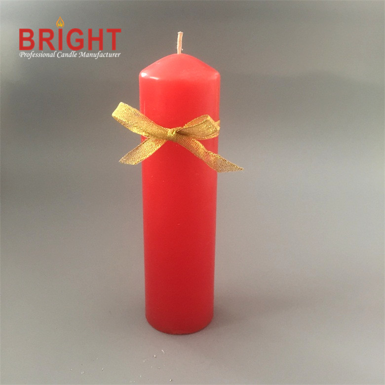 Aroma therapy cheap red promotional gift pillar candles