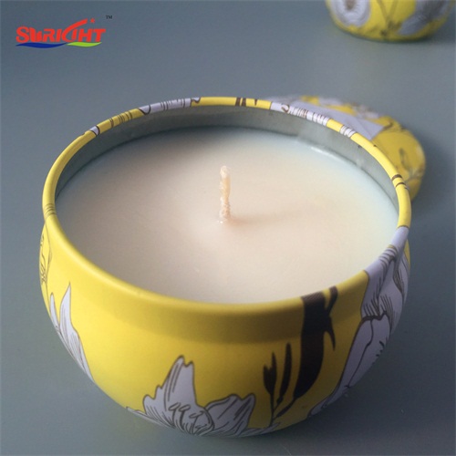 Lily scented aromatic perfumed picture decorative round can pouring tin candle