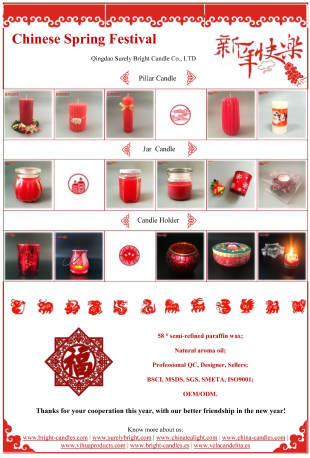 Wish you a happy new year with red scented candles