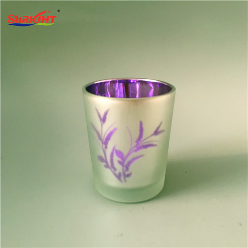 Chinese Purple Paint Wholesale Frosted Candles Jars Glass Holder