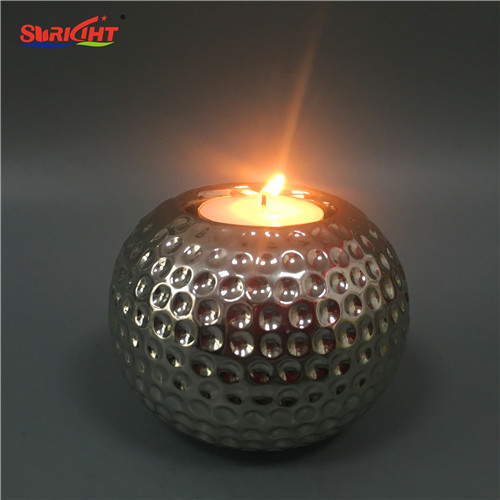 Decorative Ball Shaped Goblet Metal Silver Color Tea Light Candle Holder