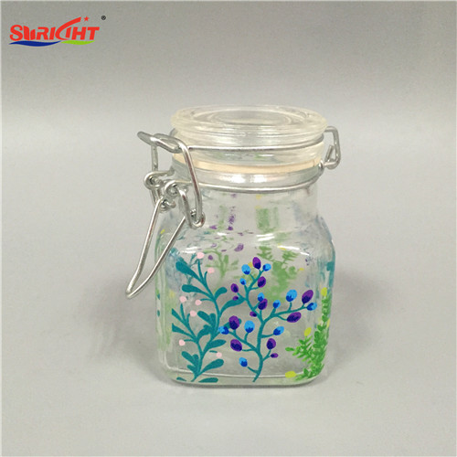 Hanging Glass Flower Decal Cover Tealight Candle Holder