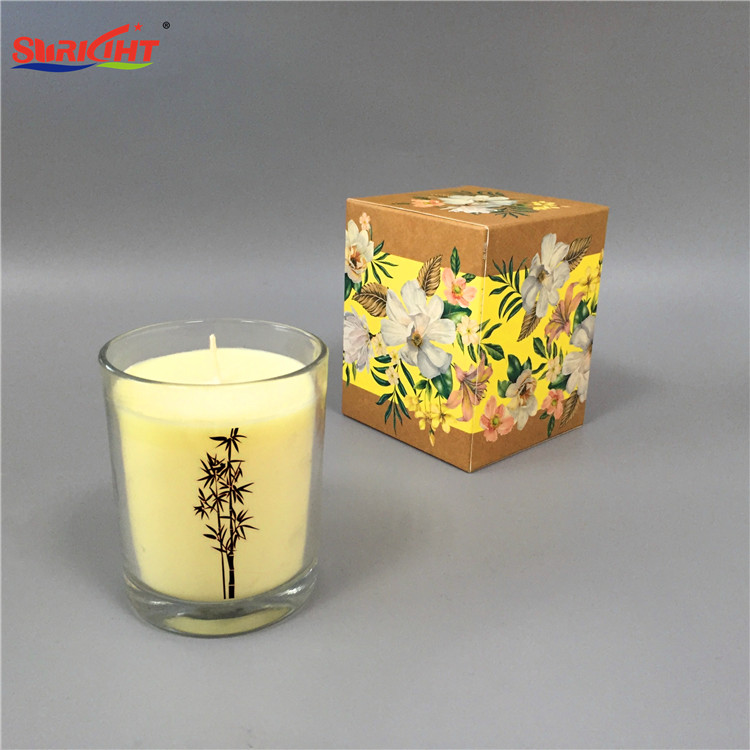 Organic Soy Wax Clear Glass Candles with Printing in Custom Gift Box
