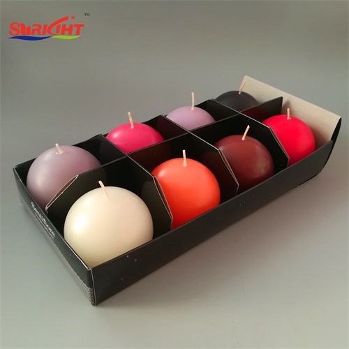 Red Silk Surface Craft Handmade Ball Candle