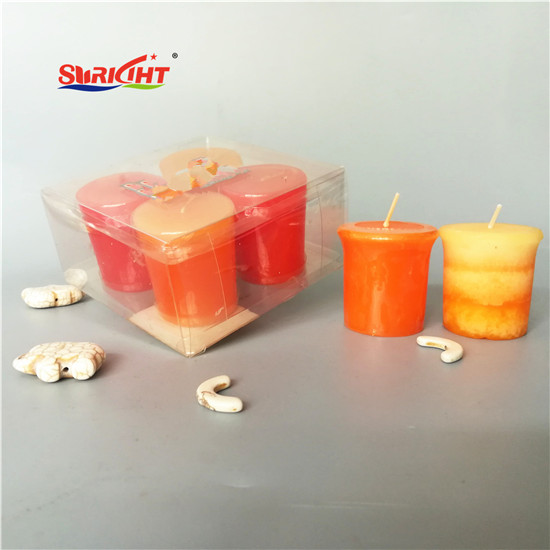 Orange Snowflake Craft 4 Pack Votive Candle Set
