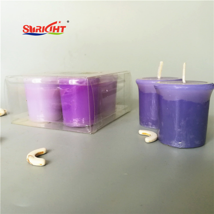 Wedding Lavender Scented Purple 4PCS PVC Box Votive Candle Set