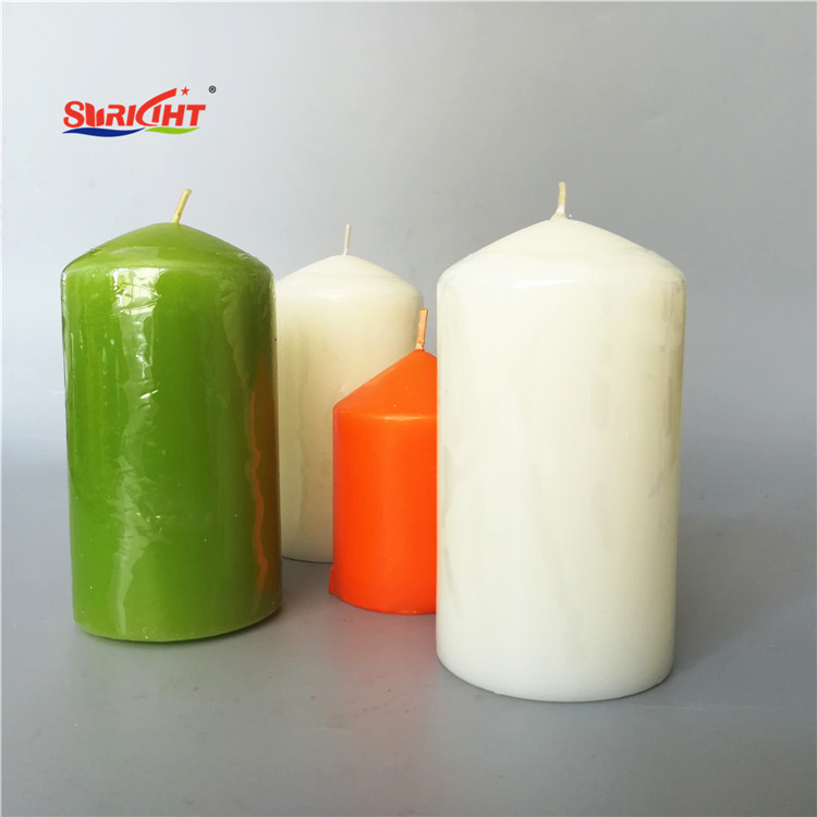 Pointed Top Pure Paraffin Wax Shrink Pack Pillar White Candle