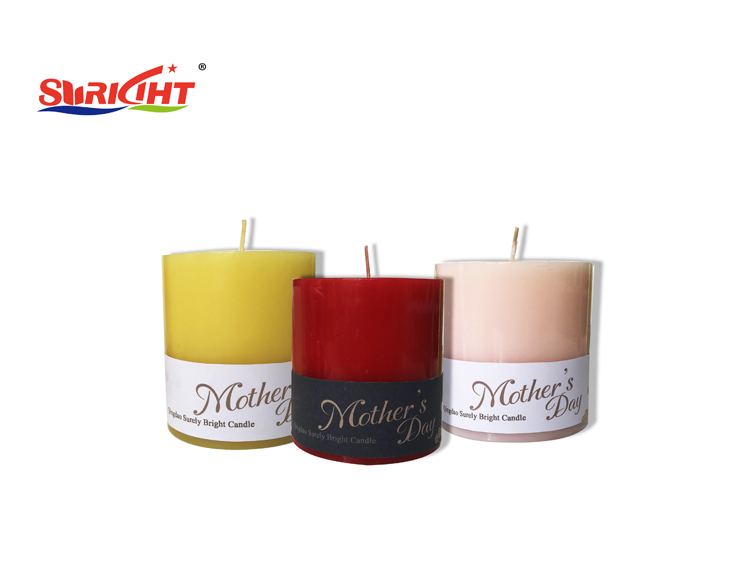 Mother's Day Special  Label  Pure Paraffin Wax Shrink Pack Pillar  Candle