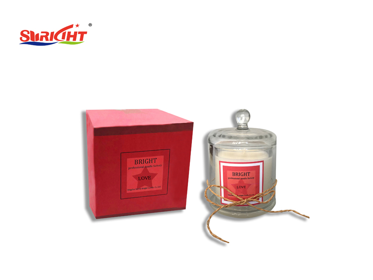 Customizable red  gift box transparent fragrance glass jar candle