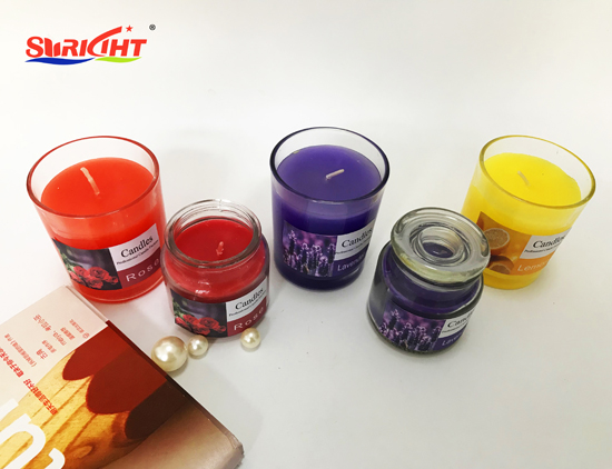 Various shapes of glass jar candles can be customized label