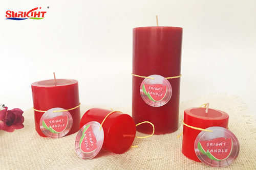 Customized the label Pillar Shape 100% Paraffin  Candle for Decoration