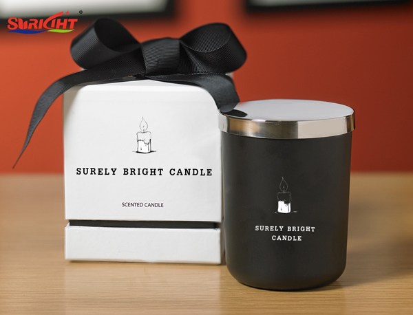 Factory Price 1pc Gift Box Luxury Matt Black Glass Scented Soybean Wax Candle with Metal Lid Wholesale