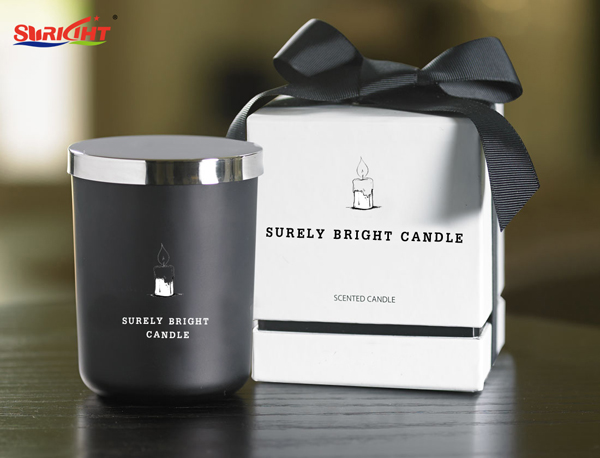 Factory Price 1pc Gift Box Luxury Matt Black Glass Scented Soybean Wax Candle with Metal Lid Wholesa