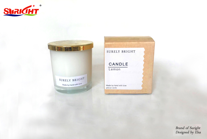 Lemon Scented Metal Lid Glass Label Candle Packaging