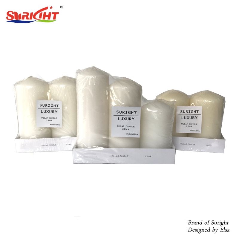 3 Pack Or 2 Pack Shrink Packed With Different Sizes Of Pillar Candle