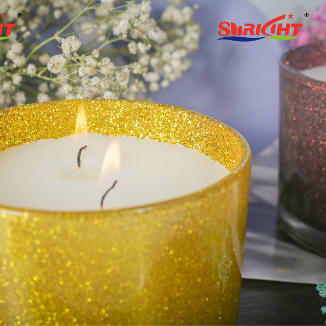 Decoration Shinning Candle Glitter Glass Holder 2 Wicks Scented Jar Candle